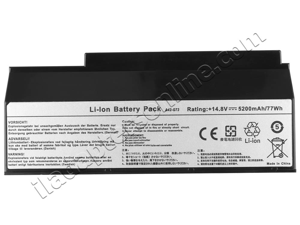 5200mAh סוללה Asus G53SW G73JX-TZ037V G73JH-TZ091V