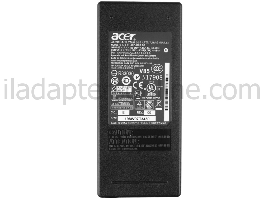מקורי 90W AC מתאם מטען Acer Aspire 7750G-2414G75Mnkk