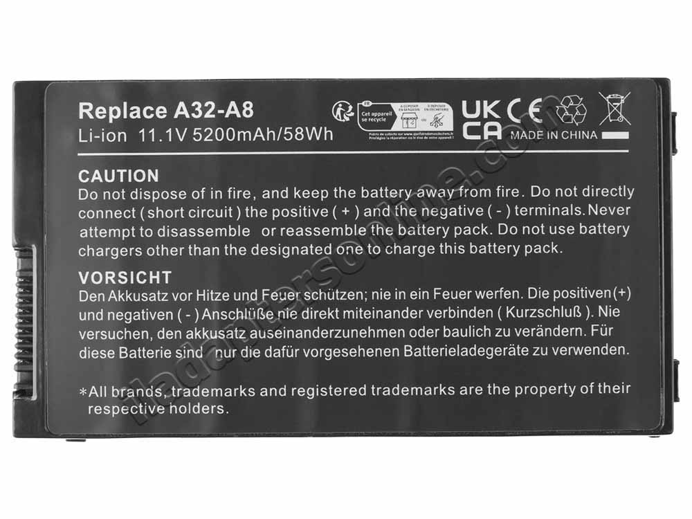 4800mAh 49Wh 6 תא Asus A8J מקורי