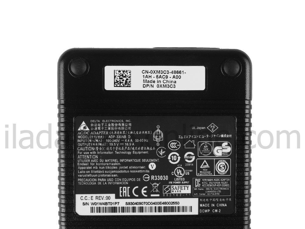 330W AC מתאם מטען Schenker XMG P723 17.3-inch Pro Gaming + כבל חשמל