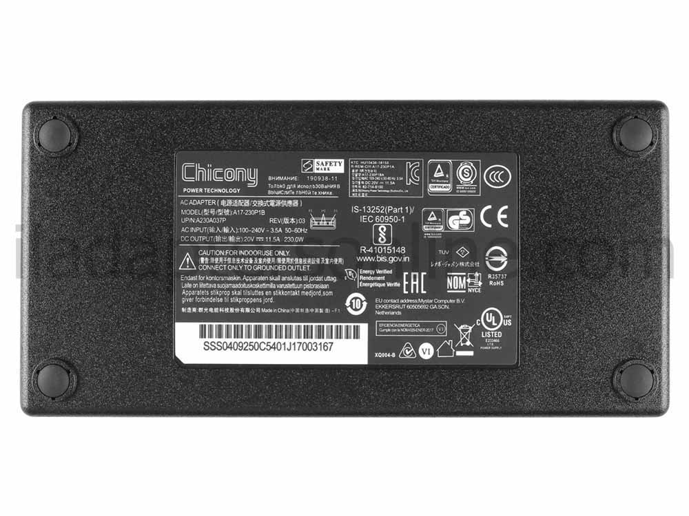 20V 11.5A 230W AC מתאם מטען MSI GE66 Dragonshield 10SE
