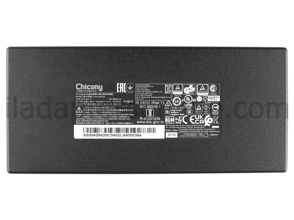 240W MSI Creator M16 HX C14VFG MS-15P2 AC מתאם מטען + כבל חשמל