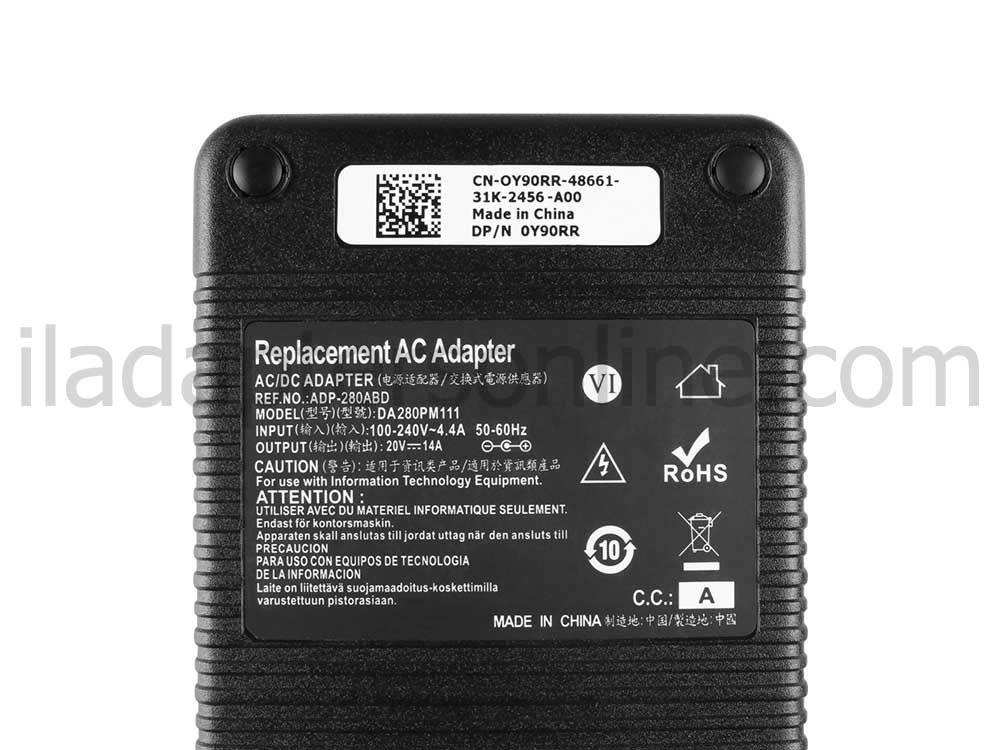 280W Clevo NP70SNE NP70SNC NP70SND AC מתאם מטען + כבל חשמל
