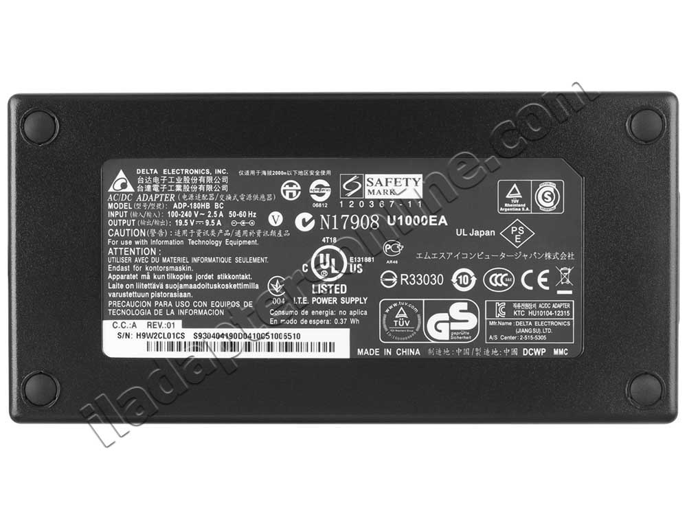 מקורי 180W AC מתאם מטען Medion Erazer X7835 MD99123 MD99122