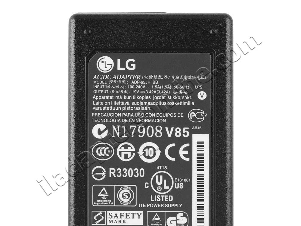מקורי 65W LG EAY63031604 AC מתאם מטען + כבל חשמל