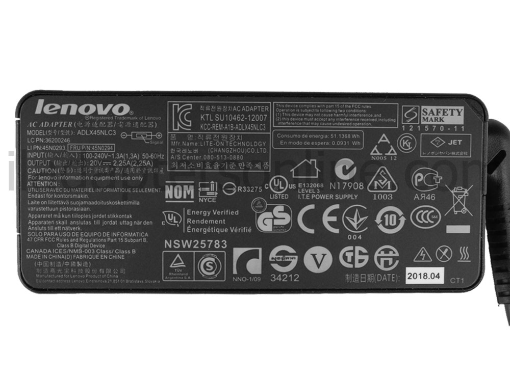 מקורי 45W Lenovo Thinkpad 13 20GJ003VPB AC מתאם מטען + כבל חשמל