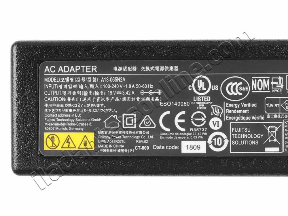 מקורי 65W Fujitsu 34065914 34075753 34081866 AC מתאם מטען + כבל חשמל