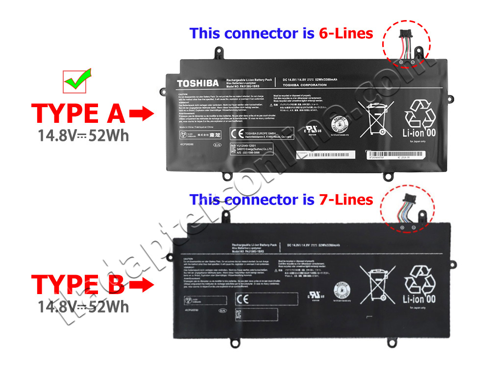 מקורי 52Whr 4 תא סוללה Toshiba Satellite Z30-A-142