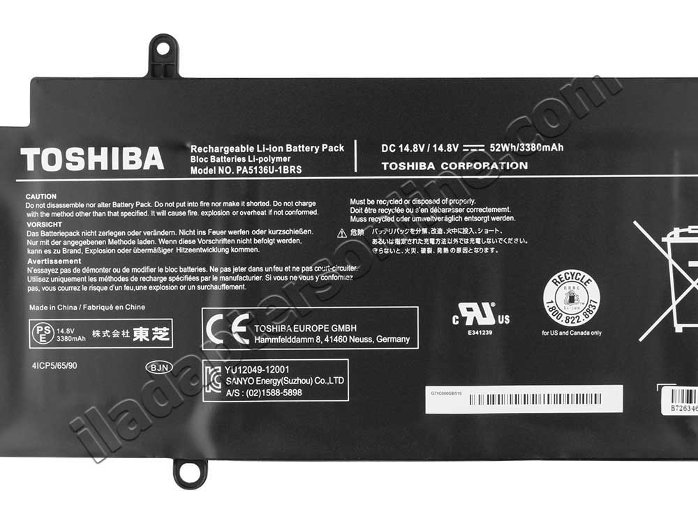 מקורי 52Whr 4 תא סוללה Toshiba Satellite Z30-A-142