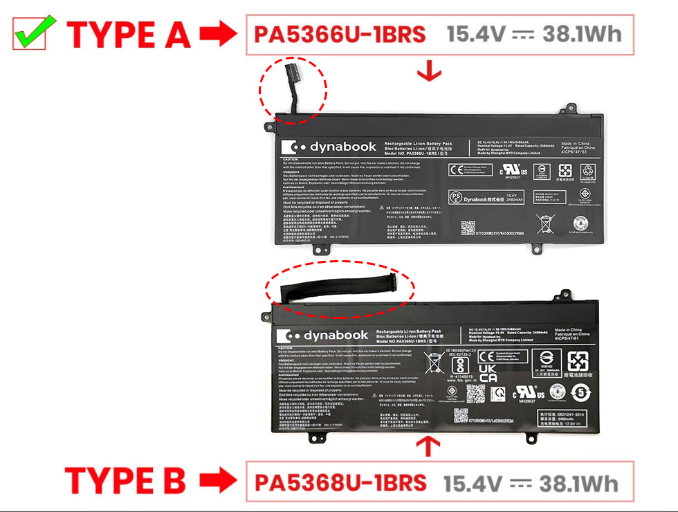 Toshiba Dynabook Satellite Pro L50-G-11G סוללה 2480mAh 38.1Wh