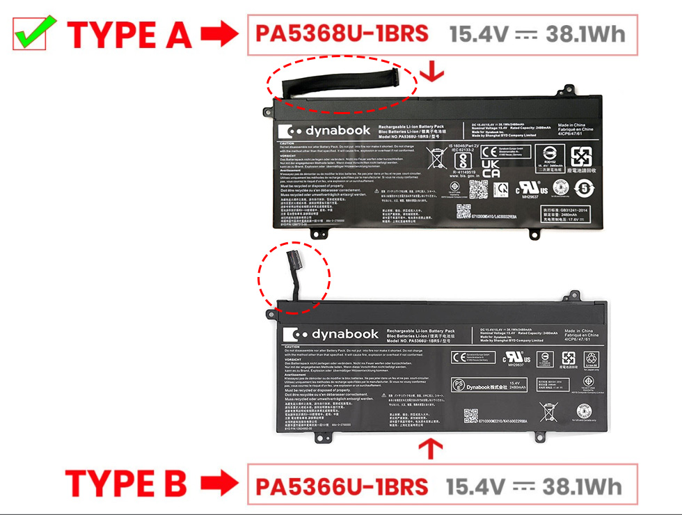 Dynabook PA5368U-1BRS סוללה 2480mAh 38.1Wh