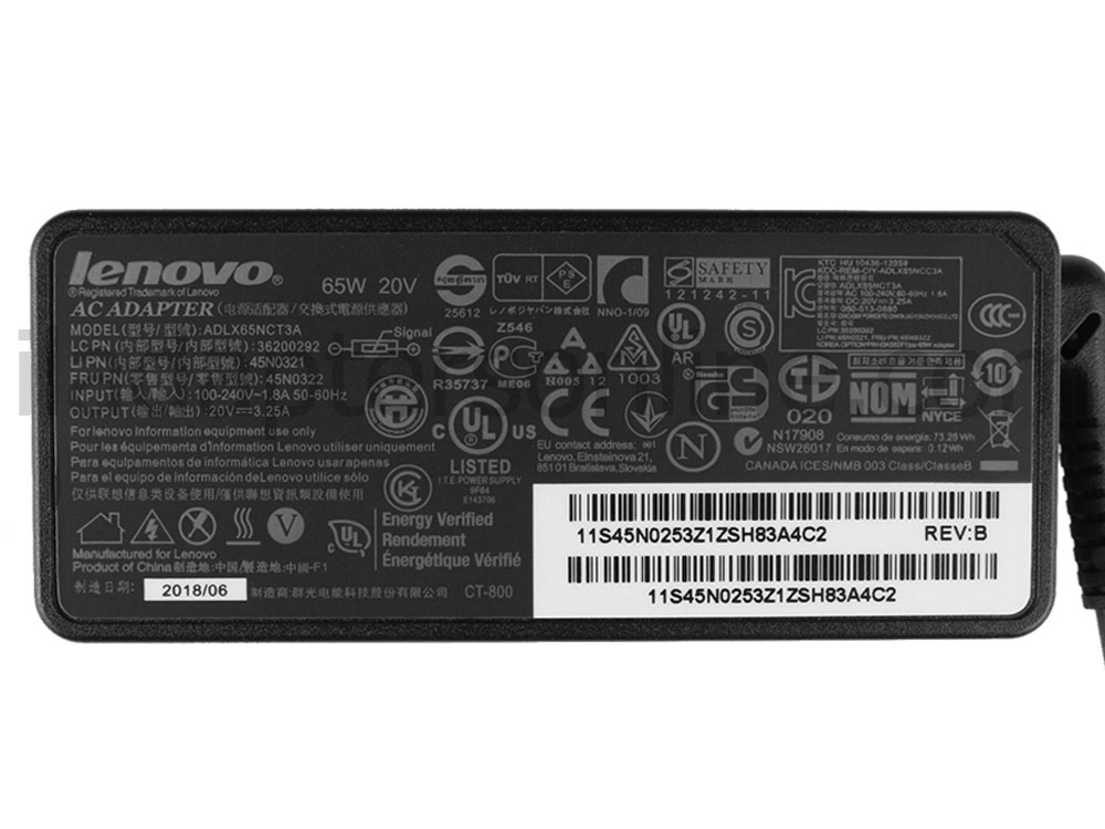 מקורי 65W Lenovo ThinkPad X380 Yoga 20LH000SFR AC מתאם מטען + כבל חשמל